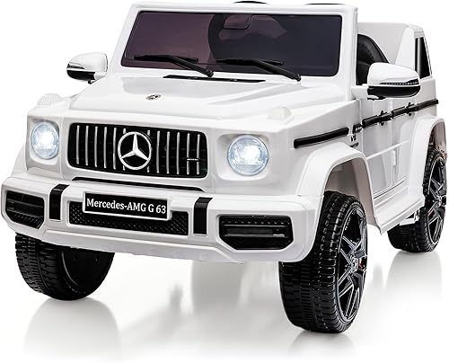 Vehículos eléctricos Mercedes-Benz G63 de 12 V con licencia y control remoto para padres, suspensión de resorte, 3 velocidades, luces LED, música, 4