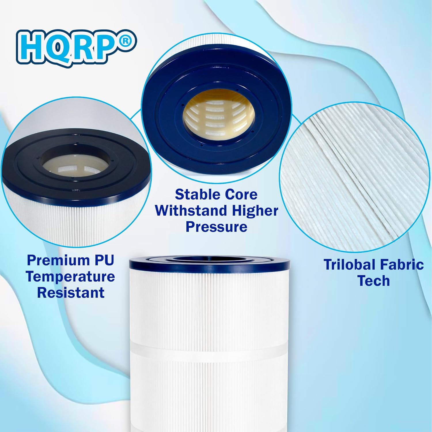 HQRP Pool Filter Cartridge Replacement for Pleatco PA120, Unicel C-8412, Filbur FC-1293, Hayward C1200, CX1200RE, 120 Sq Ft, 23-5/16" x 8-15/16" Spa Hot Tub Pool Filter, 4" Openings, High Flow