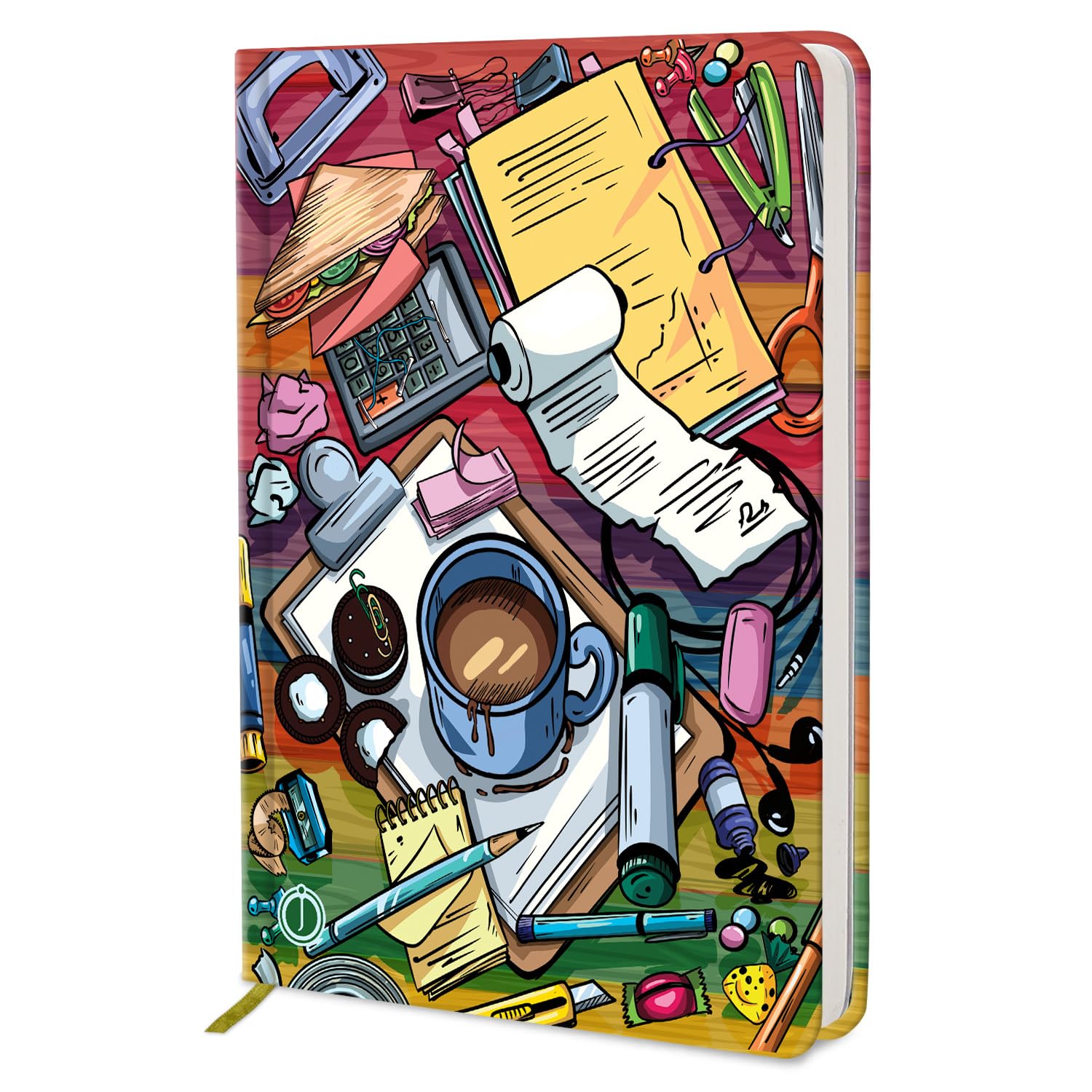 Jhingalala Chaotic Workspace Hard Bound Undated A5 Diary Notebook (20 x 14.5 CM, 80 GSM, 190 Ruled Pages) Diary for Writing, Gift for Friend, Personal Diary
