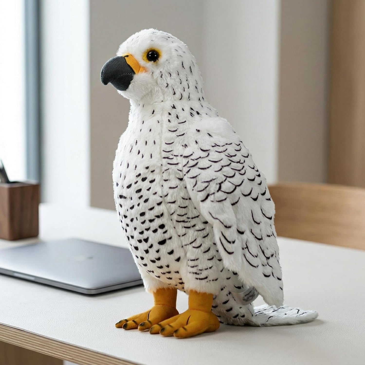 Simulation White Gyrfalcon Bird Soft Stuffed Plush Toy|Super Falcons Dolls Cute Lifelike Model Gifts|Perfect for Science and Education|Funny Ornament Plush Gift Collection for Kids
