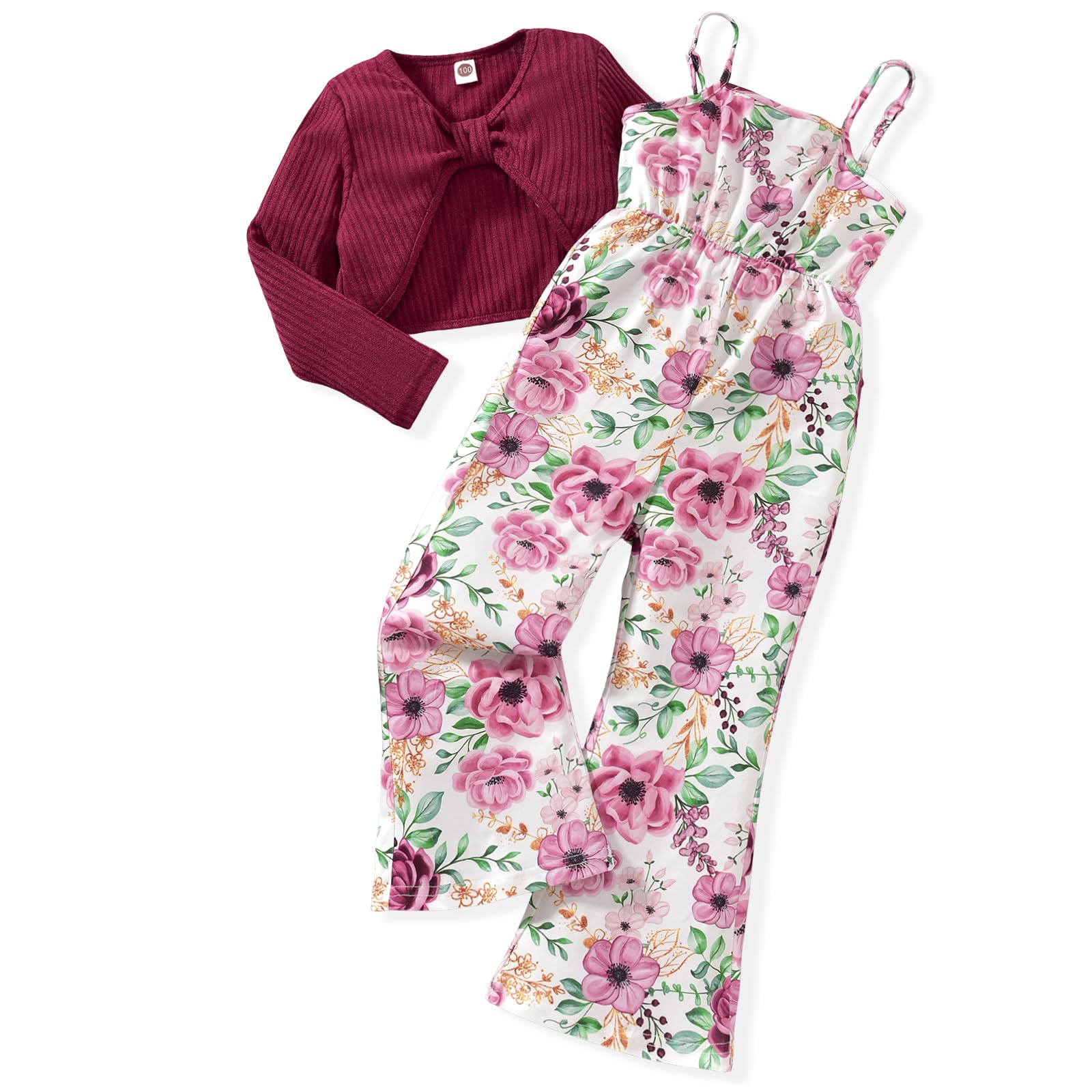 HIHA Girls Long Sleeve Crop Top Sleeveless Jumpsuits Outfit Size 4-12