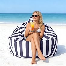 Waterpoof Outdoor Bean Bag Beach Beanbag Oxford Pouf Cover Salon Garden Beanbag Chair Corner Seat Floor Couch/Lounger for Pool Indoor Boneless Chair Cover Lazy FloorSlate Blue,Large