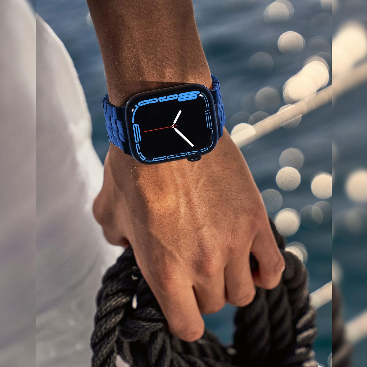 CHANCHY Stainless Steel Band for Apple Watch Band Apple Watch Ultra 3/2/1 Band 49mm, Series 11/10 46mm, 9/8/7 45mm, SE3/SE2/SE 6/5/4 44mm, 3/2/1 42mm, Metal Strap with Folding Clasp for Men, Titanium - Image 7