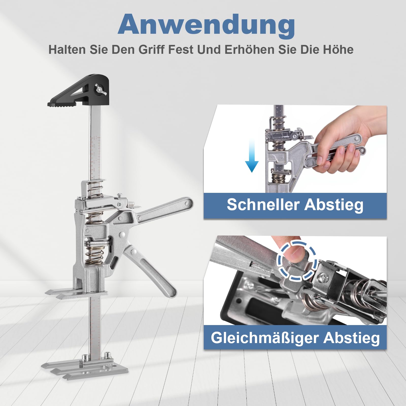 Möbelheber für Schwere Möbel,Heber,Arbeitssparender Arm,2 Stück Arm Hebewerkzeug,400kg Tragkraft Türheber mit Zwei Geschwindigkeiten und Höhenversteller 0-210mm,Hebewerkzeug für Türen,Fliesen