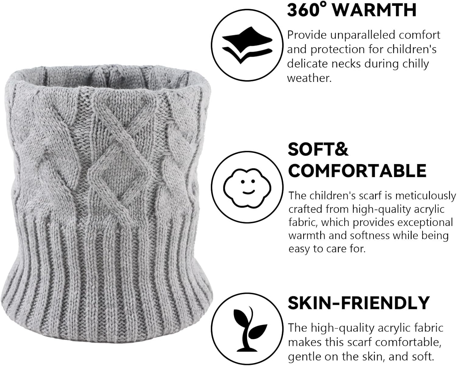 JANGANNSA Winter Kids Scarf Warm Children Neck Warmer Reversible Boys Girls Knitted Scarves - Image 2