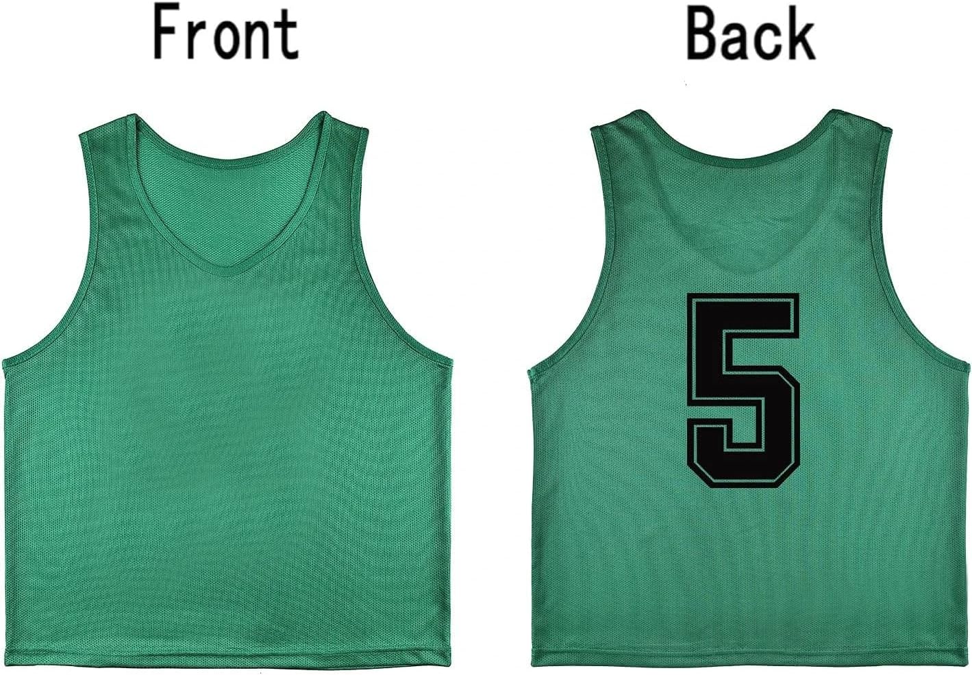 Scrimmage Training Vest Kids Youth Adult Soccer Practice Jersey Athletic Pinnies Numbered (1-12), Neon Green