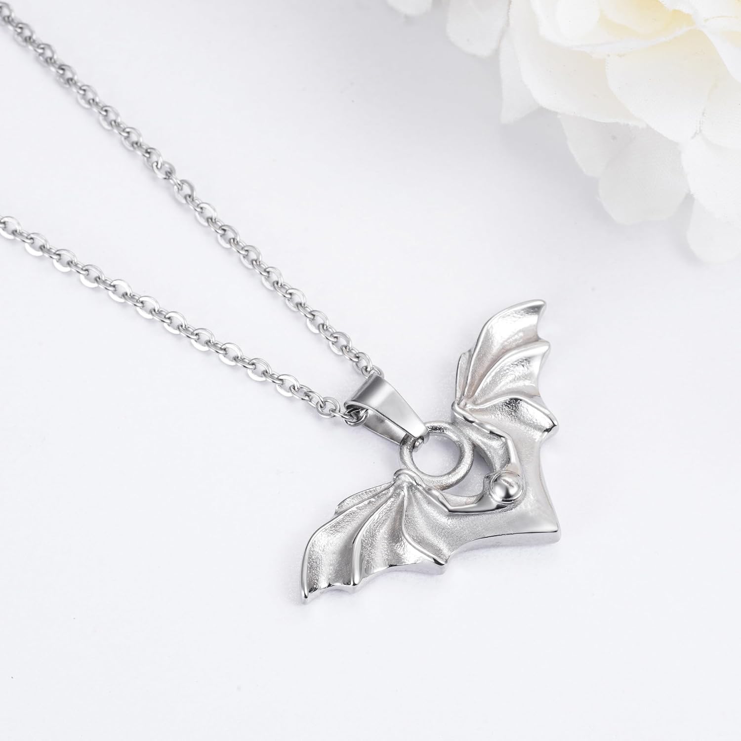 Yonhon Bat Wing Necklace Stainless Steel Gothic Bat Pendant for Women - Image 2