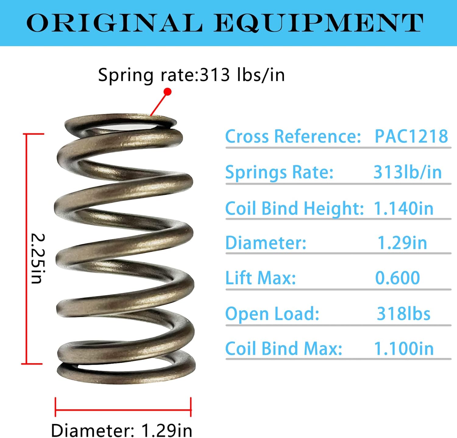 LS Valve Springs PAC1218 Racing Valve Springs Compatible with GM LS Engine 4.8 5.3 5.7 6.0 6.2 (.600'' Lift Rated)