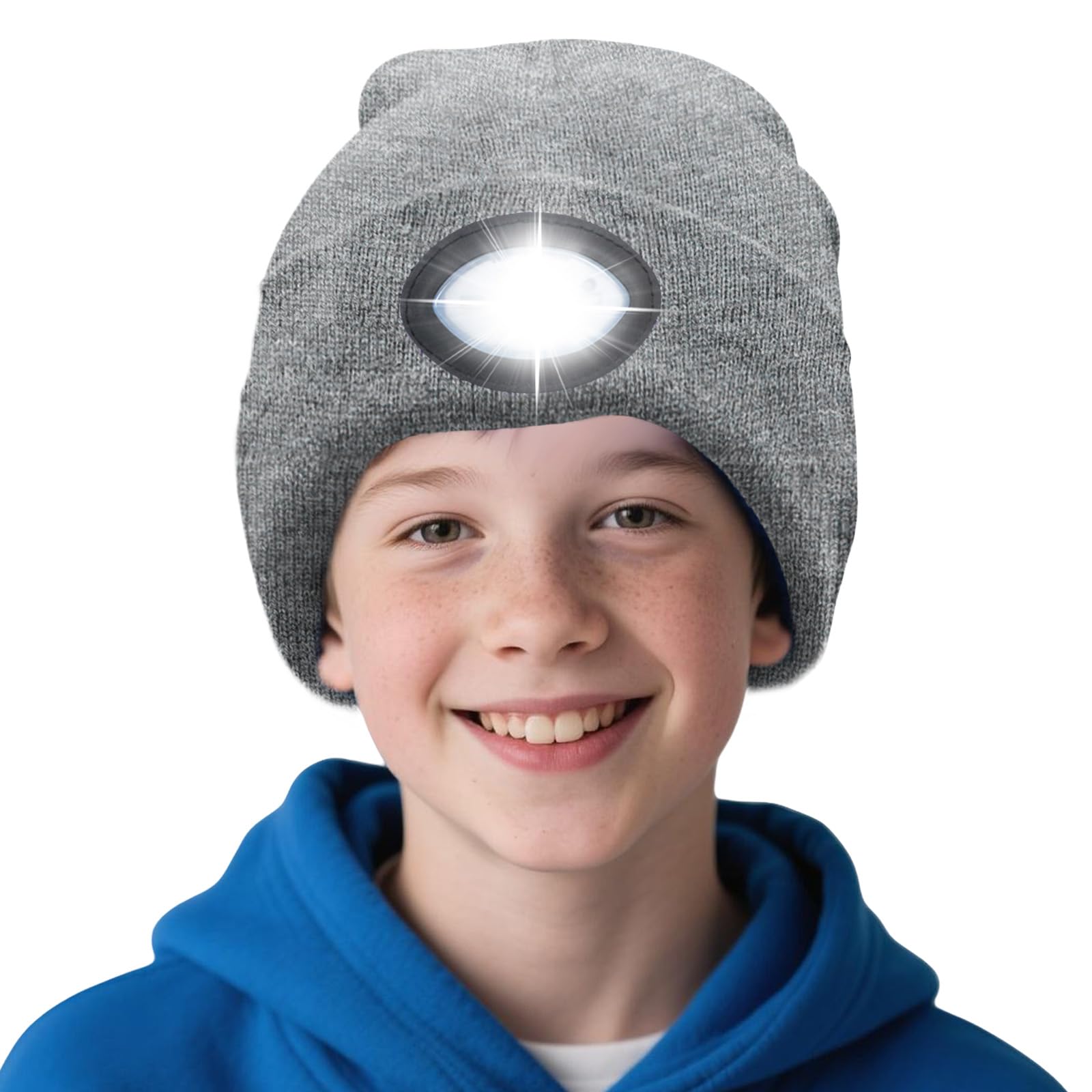 AWSOLAR Mütze mit LED Licht Kinder Erwachsener, Wiederaufladbare Winter Warm Mütze mit Licht Kinder Erwachsener für Jogger, Camping, Geschenke, Laufen