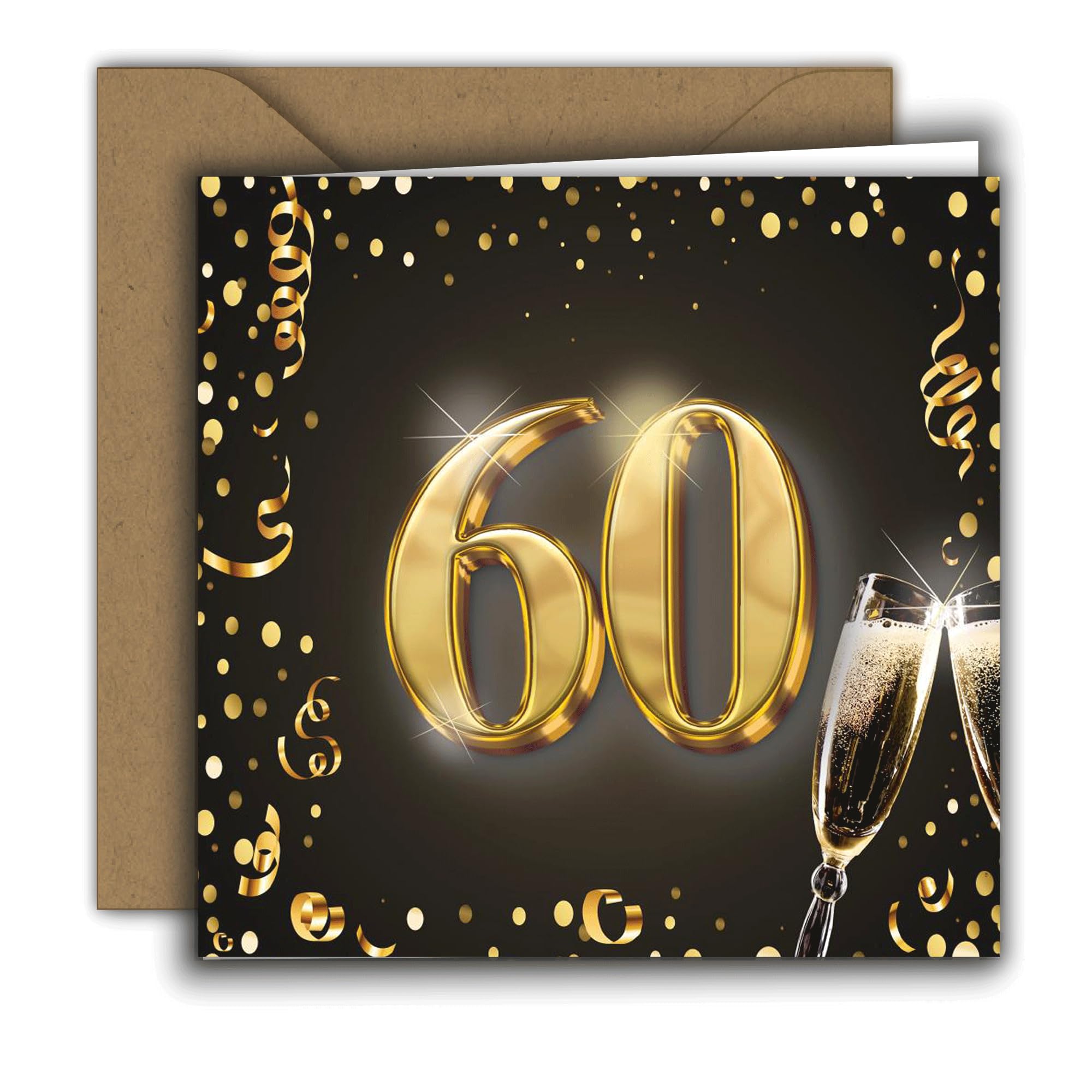Colibri Biglietto di auguri 60° compleanno pieghevole con busta quadrato donna uomo regali denaro buoni