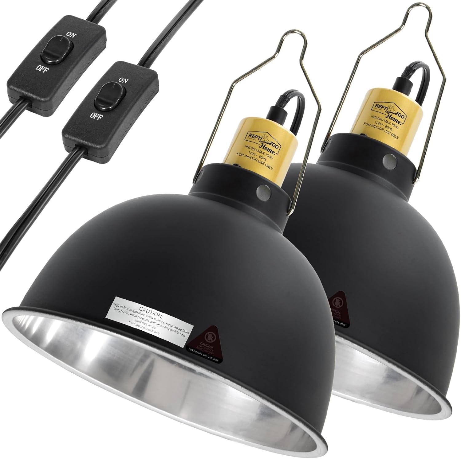 2 Pack Reptile Light Fixture with Dual Lamp Stand