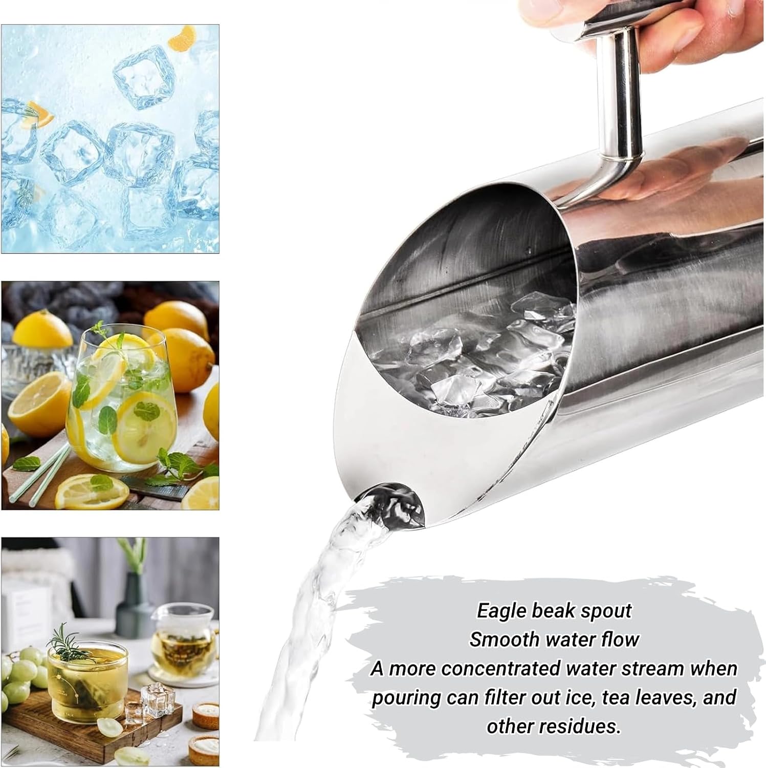 Stainless Steel Water Pitcher 2L with Ice Guard Spout