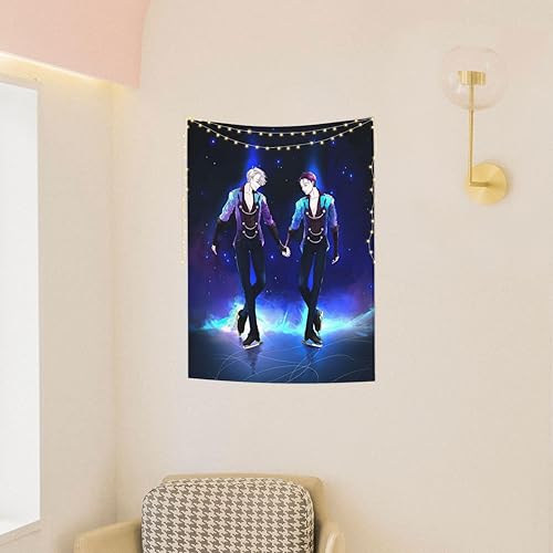 Miniatura 2 de Yuri On Ice - Tapiz de animación de escena novedosa para pared, decoración artística para fiesta, sala de estar, 29 x 37 pulgadas