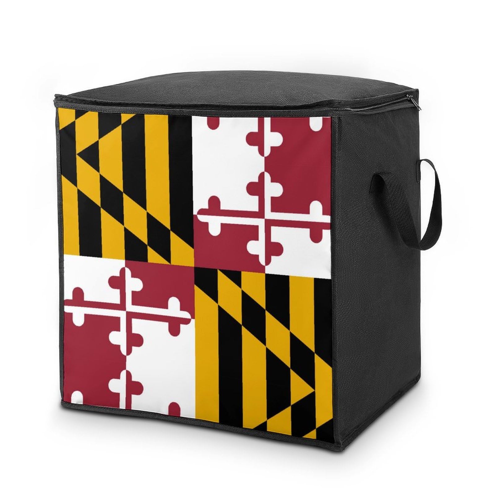 Wlntrophic 70L Storage Bags, Flag of Maryland Storage Box with Lid Zipper And Handles, Clothes Bags for Quilt, Blankets, Bedding