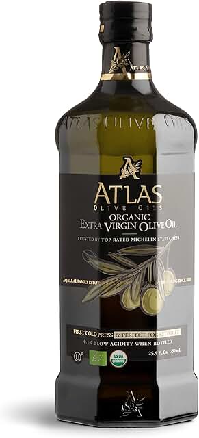 Atlas 750 mL Organic Cold Press Extra Virgin Olive Oil in Glass Bottle, ...