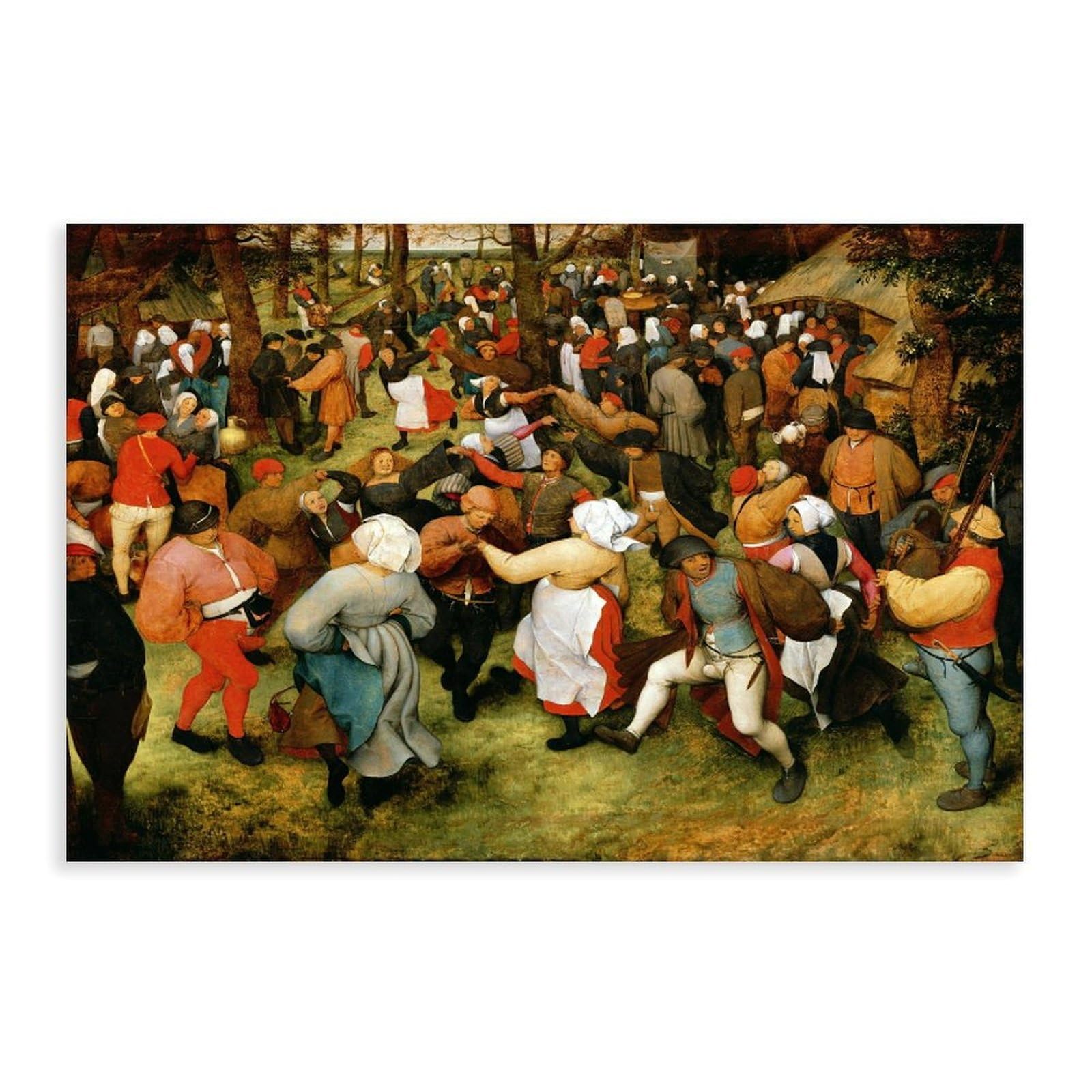 Gieig Unframe Pieter Bruegel - The Elder The Wedding Dance Poster Wall Art Canvas Bedroom Decor Office Room Kitchen Decor Gift 16X24inch(40X60cm)