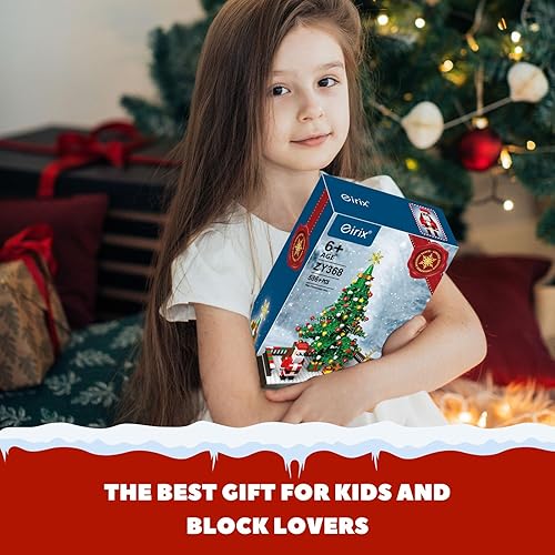 Miniatura 4 de Juego de construcción de árbol de Navidad, figuras de Papá Noel y reno, bloques de construcción, para niños de 6 años en adelante, niños, niñas,