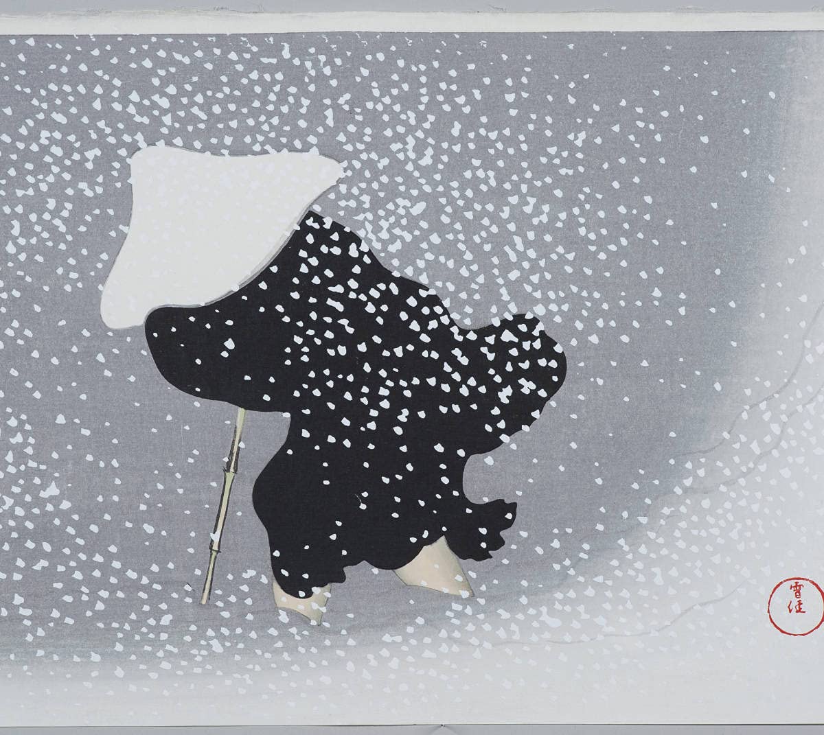 Amazon.co.jp: 額装 神坂雪佳 (18661942） 木版画 No13 巴の雪 Tomoe