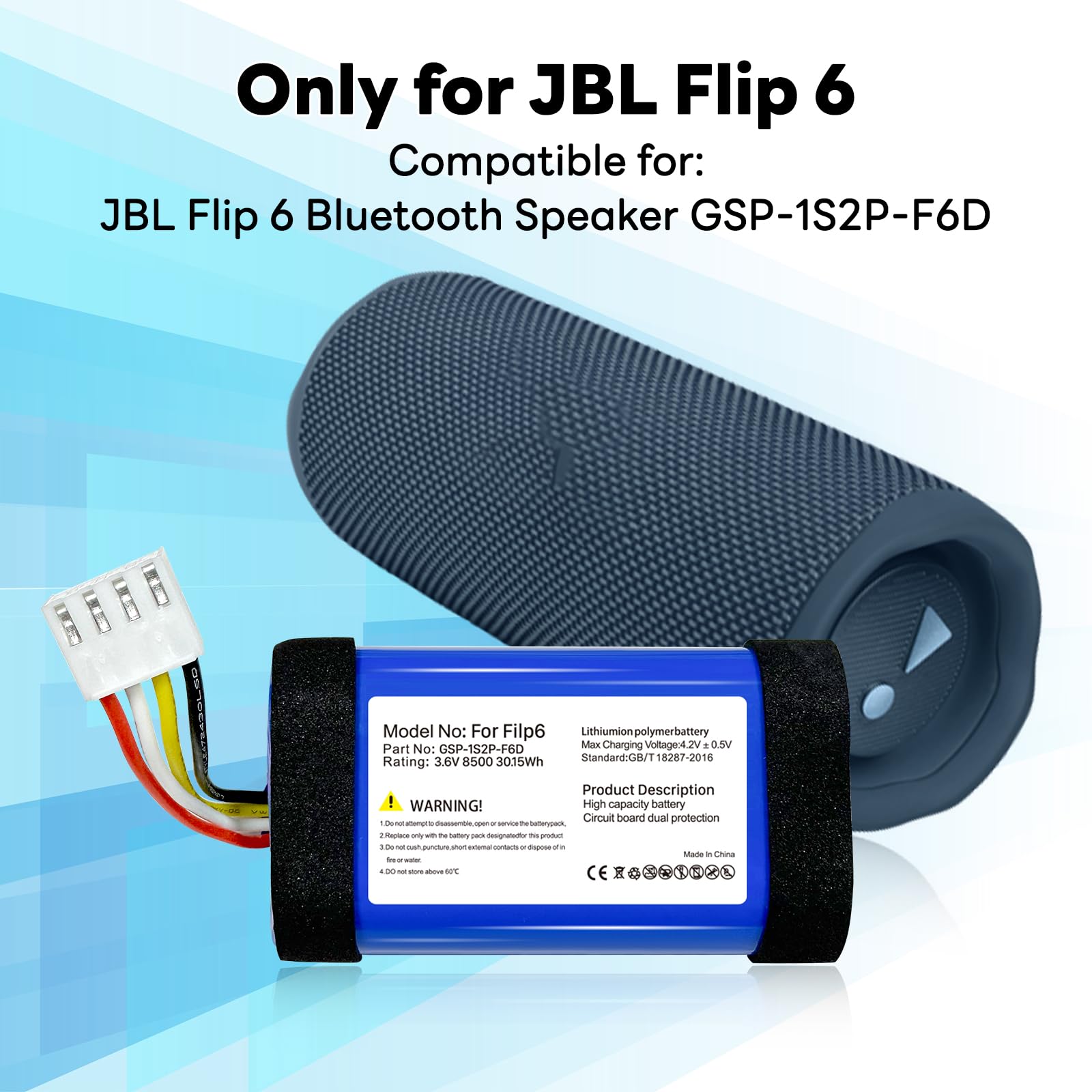 Amazon | OHZHAO 8500mAh JBL Flip 6用交換用バッテリー、部品番号:GSP