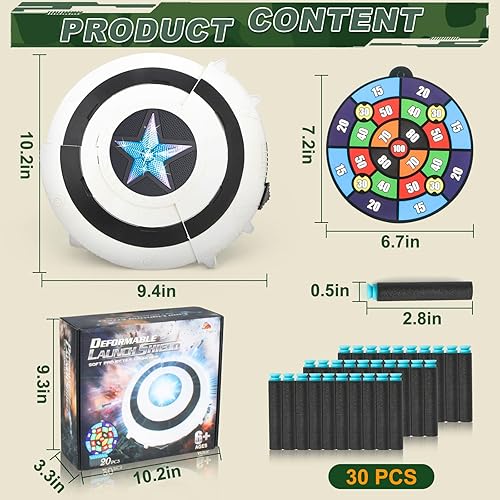 Miniatura 4 de Pistola Nerf para juguete de escudo de dardos, pistola de espuma de Star Wars Capitán América, juguete de rol de superhéroe con luces, regalo