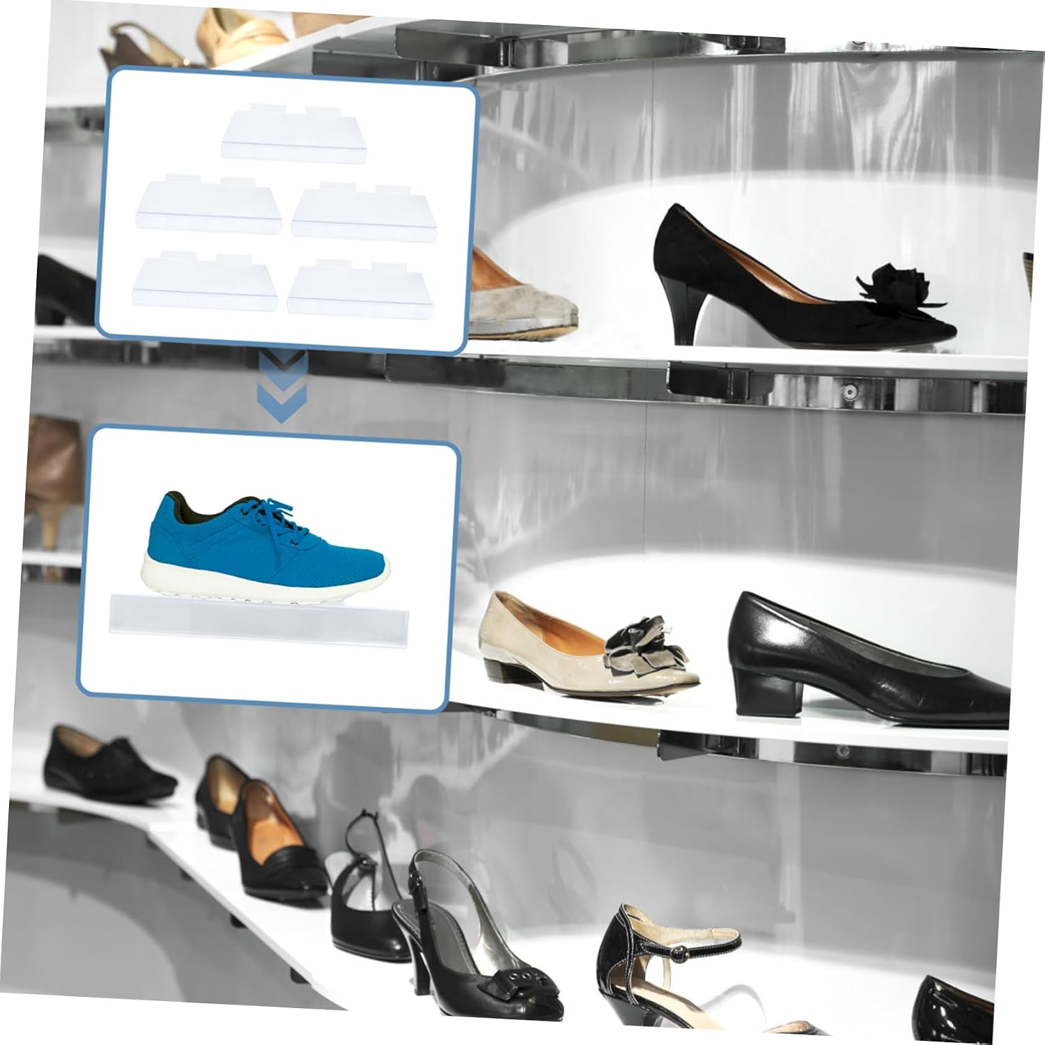 5pcs Transparent Shoe Display Stand for Retail Shelving Stylish Shoe Organizer for Sneakers and Sandals Easy to Install Display Rack for Shopping Malls and Stores