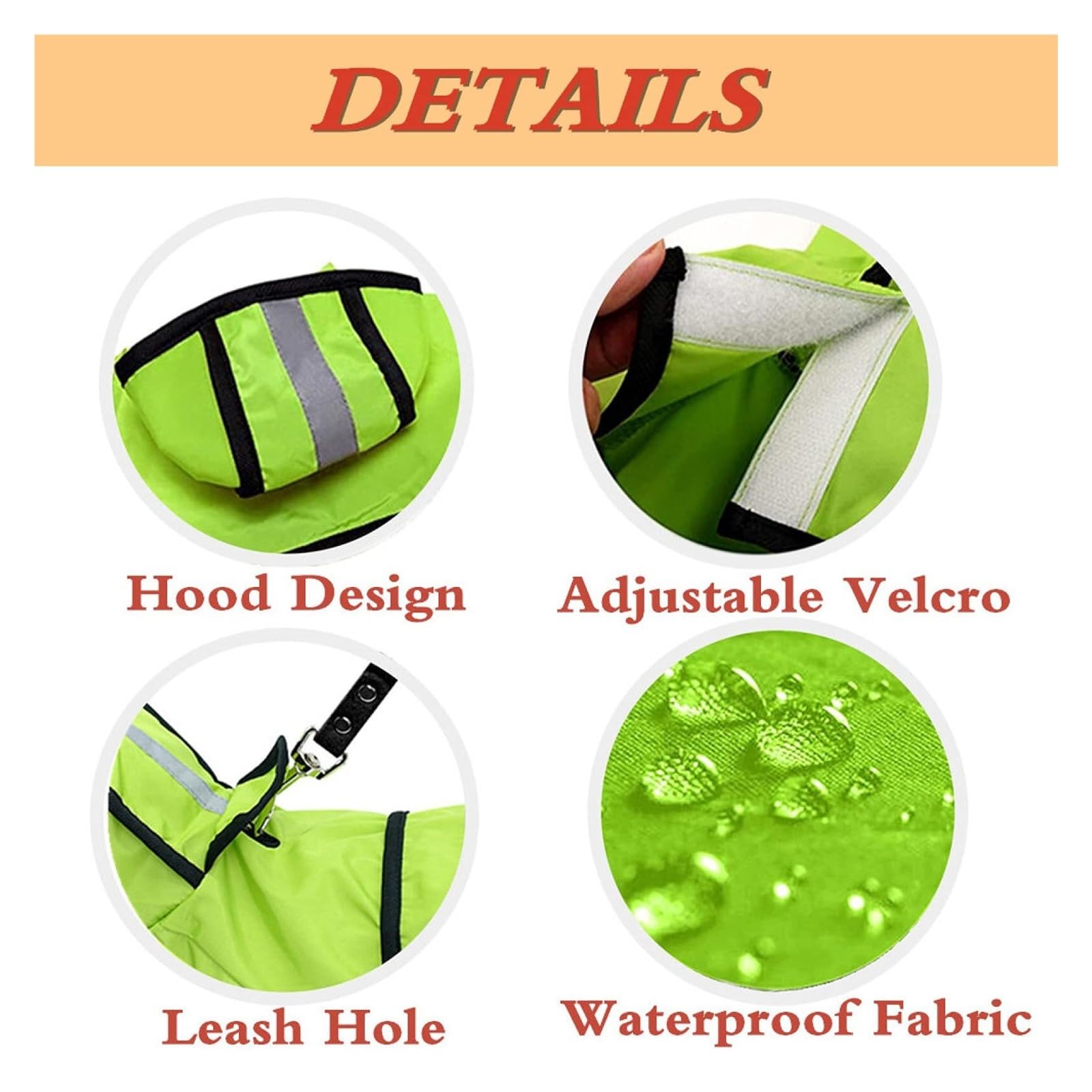 Manteau de pluie imperméable pour chien avec capuche et trou pour laisse, veste réfléchissante et réglable pour chiens de petite, moyenne et grande taille (vert, taille XXL)