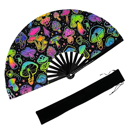 13‘’ UV Glow Large Rave Fan for Men Women, Decorative