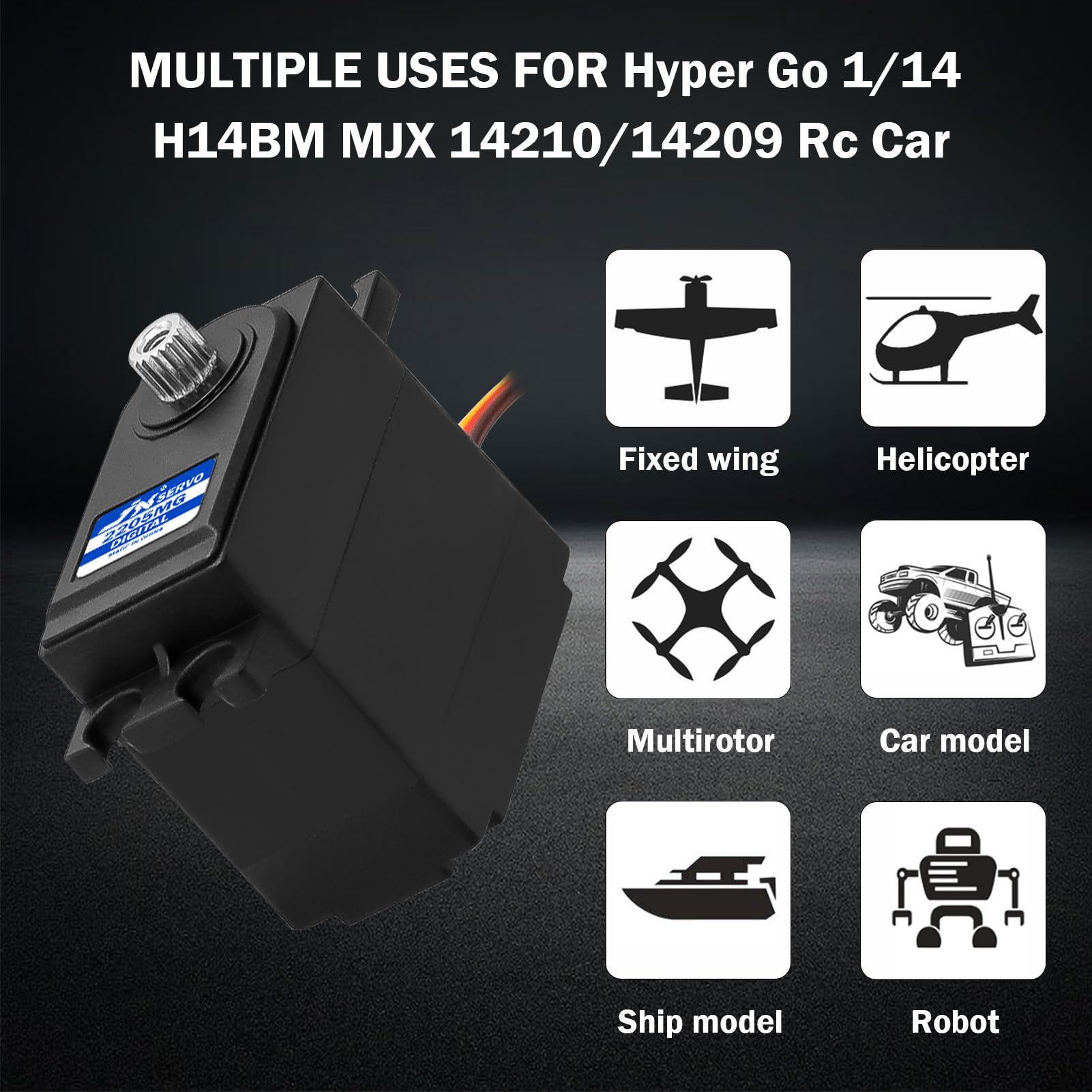 GOUPRC 22G Micro Digital RC Servo d'engrenages en métal avec klaxon servo pour Hyper Go 1/14 H14BM MJX 14209 14210 RC Car, mise à niveau du modèle de pièces de servo