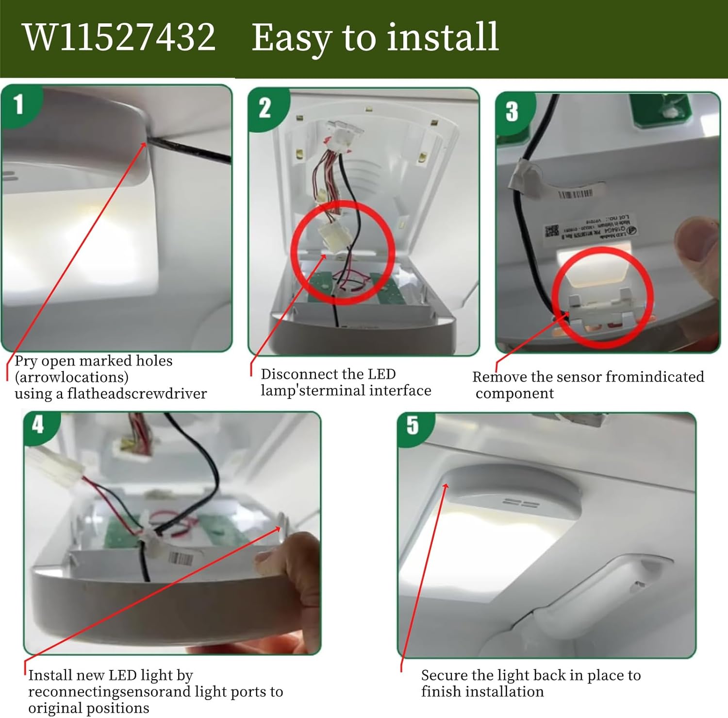 WRX735SDHZ03 WRX735SDHZ04 WRF555SDFZ15WRF555SDFZ11 WRX735SDHZ07 WRF555SDFZ09 Refrigerator LED Light Module Replacement for Whirlpool,W11527432 for Maytag MFI2570FEZ08MFIWRX735SDHZ022570FEZ07