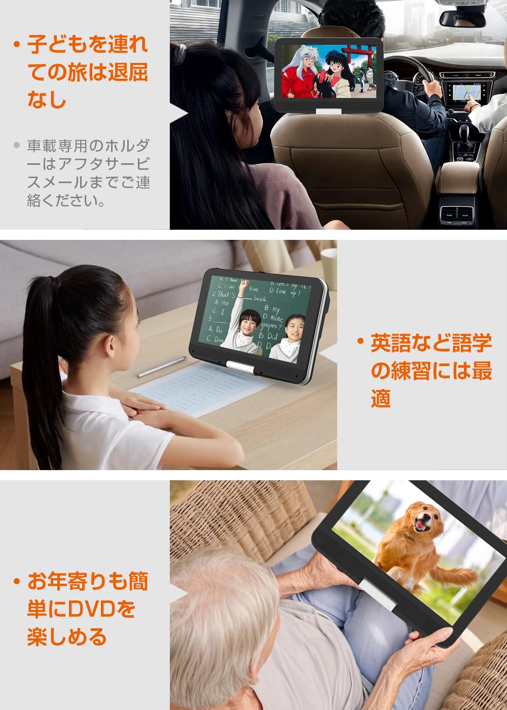 Amazon.co.jp: ポータブルDVDプレーヤー【業界初 type-c急速充電