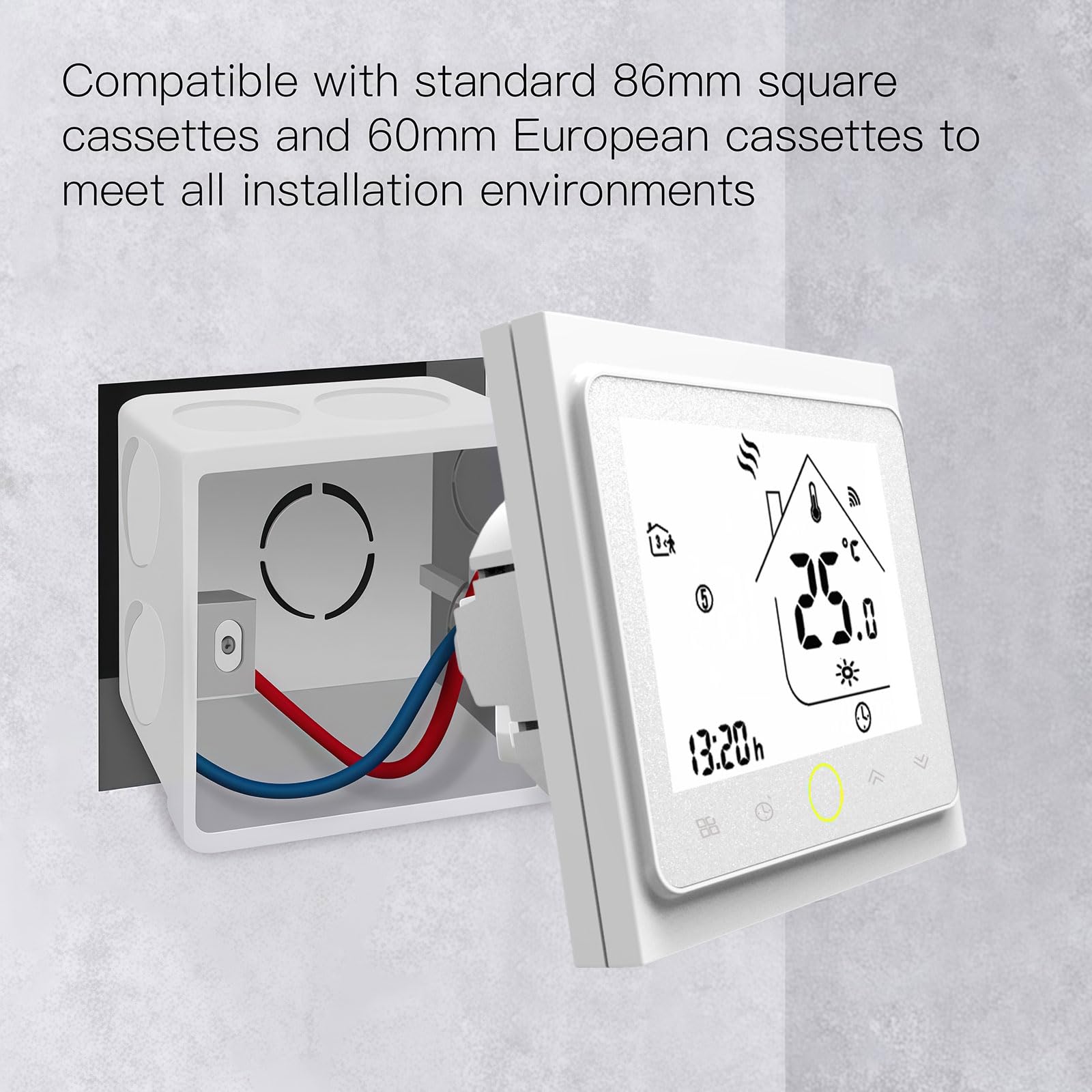 002 Serie Wi-Fi Termostato - Termostato con Pantalla Táctil Programable para Calefacción o Aire Acondicionado - Control Remoto Desde Teléfono Móvil Compatible con Alexa, Google Home e IFTTT