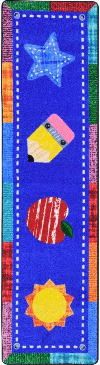 Joy Carpets Alphabet Upcycle 2'1" x 7'8" Area Rug in Color Multi