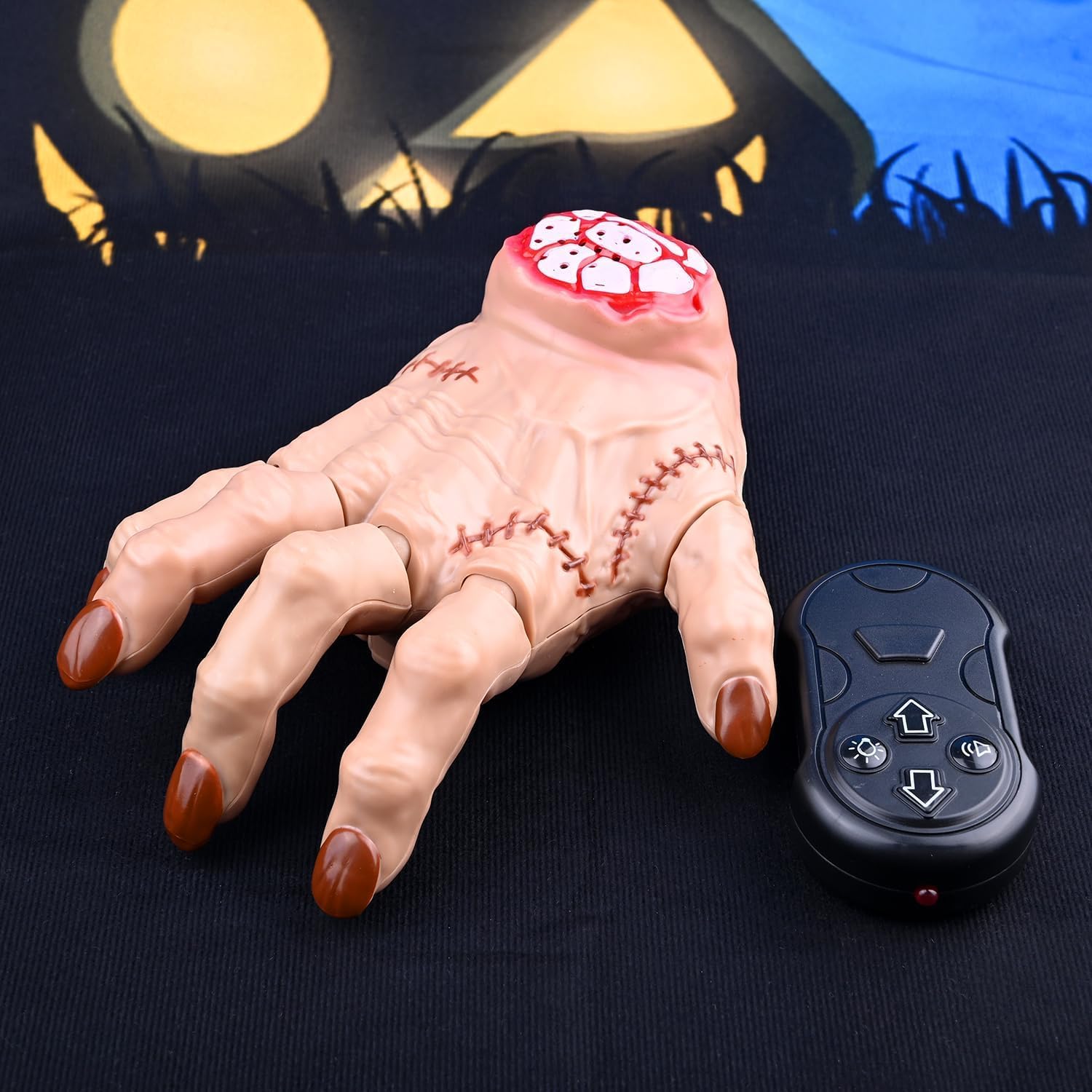 Halloween Crawling Hand Remote Control Movable Sounded Creepy Motion & Effects for Haunted House Wednesday Costume Horror Party Decor