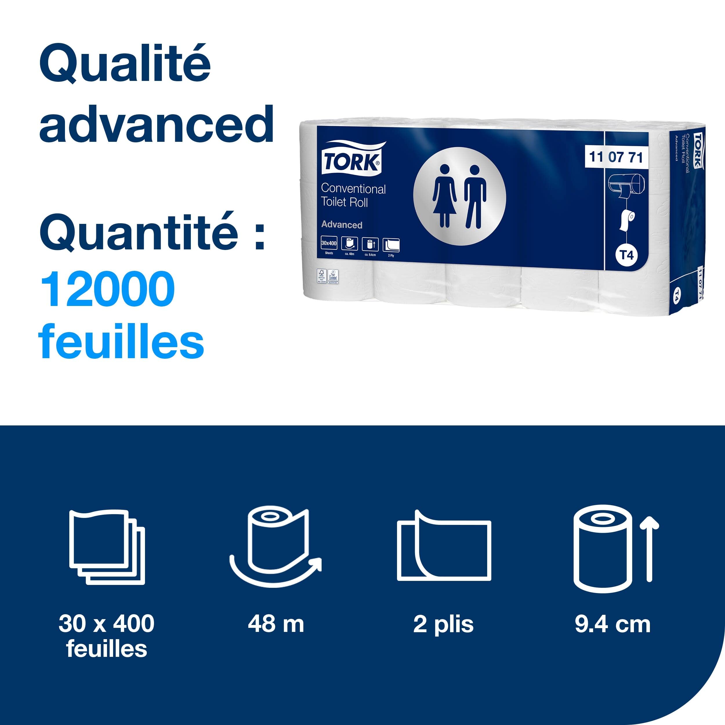 Tork Papier Toilette Rouleau traditionnel, T4, 110771, 30 x 400 feuilles