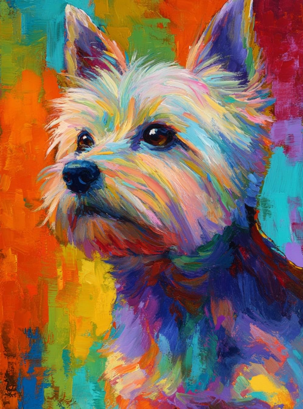 WANGWANGMIAO Paint by Numbers for Adults -Colorful Dogs-Painting by Numbers for Kids,Oil Number Painting Kits for Home Wall Decor，20x16inch，with Frame