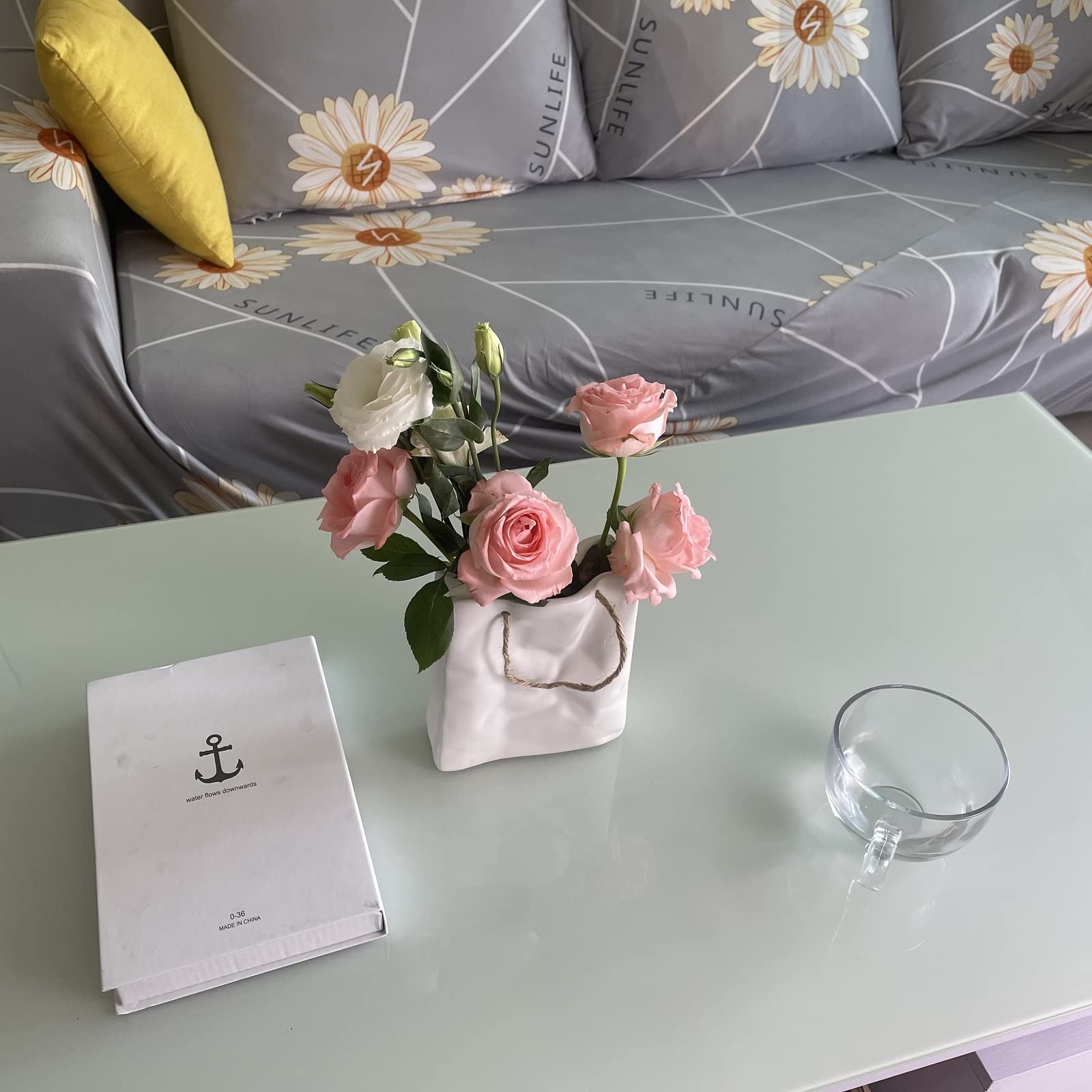 Small White Ceramic Flower Vase Decorative for CenterpiecesFlowers Living Room Art Decor Farmhouse Bud Vases Home Accents Modern-Meisitai