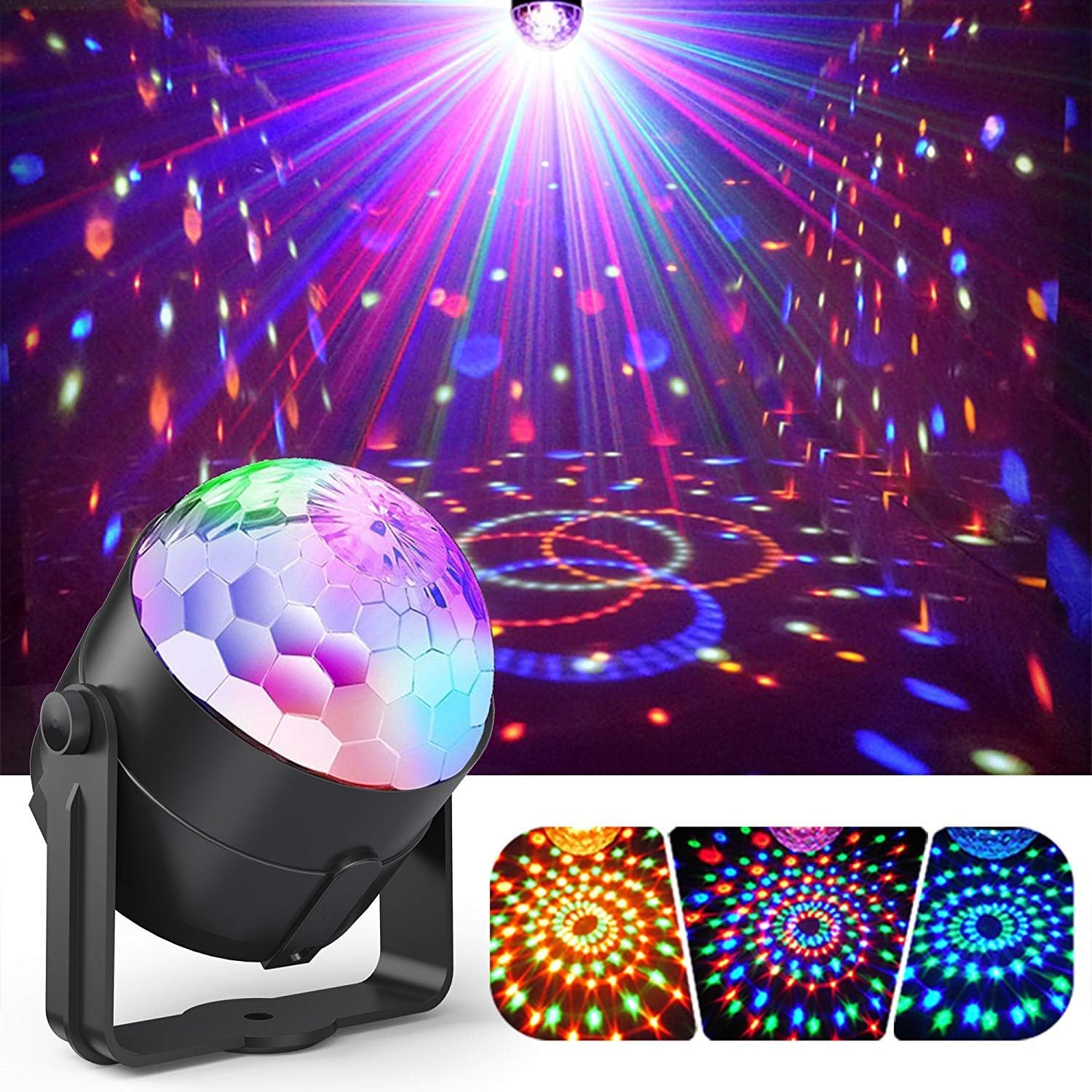 Party Ball Lights, Gvoo 5W RGB LED Sound Activated Rotating Crystal DJ Disco Lights Stage Lights with Remote Control for Party, KTV, Wedding, Bar and Celebration