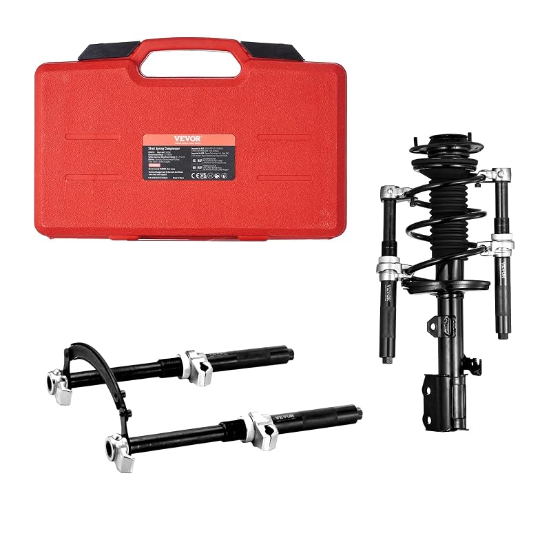 VEVOR Kit com 2 Compressores de Molas MacPherson para Suspensão, 1.200 kg, com Suportes de Segurança e Maleta, Vermelho
