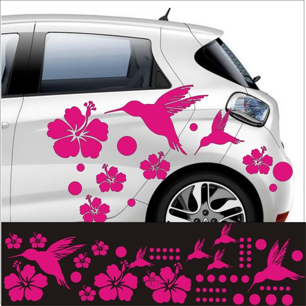 Pegatina Promotion 60-Piece Hummingbird Sticker Set for Baths, Tiles, Cars, Kitchens, Windows, etc. 2-30 cm 60 Colours Available Humming bird and hibiscus