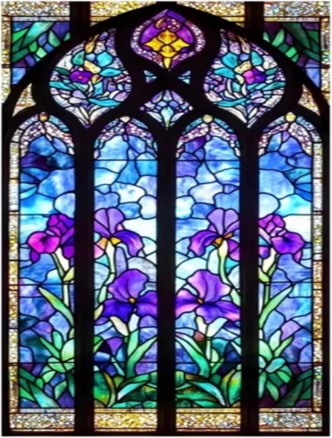 Painted Art Glass Film,electrostatic Frosting, Privacy Protection Window,Stained, Tint for Room(Color5,50x120cm)