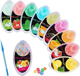 KRLCR - Menthol Filters Crushballs Pack | 1000 Flavored Beads 10 Kinds of Cigarette Fruit Flavor Burst with applicator Stick Long Lasting Aroma Comes 3 Hard Candies mix 7.5cmX3cmX1cm AE-8