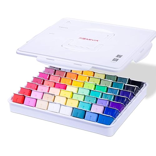 MIYA Gouache Farben Set, 56 Farben x 30 ml Einzigartiges Gelee-Becher-Design in einer Tragetasche Perfekt für Künstler, Studenten, Gouache Undurchsichtige Aquarellmalerei