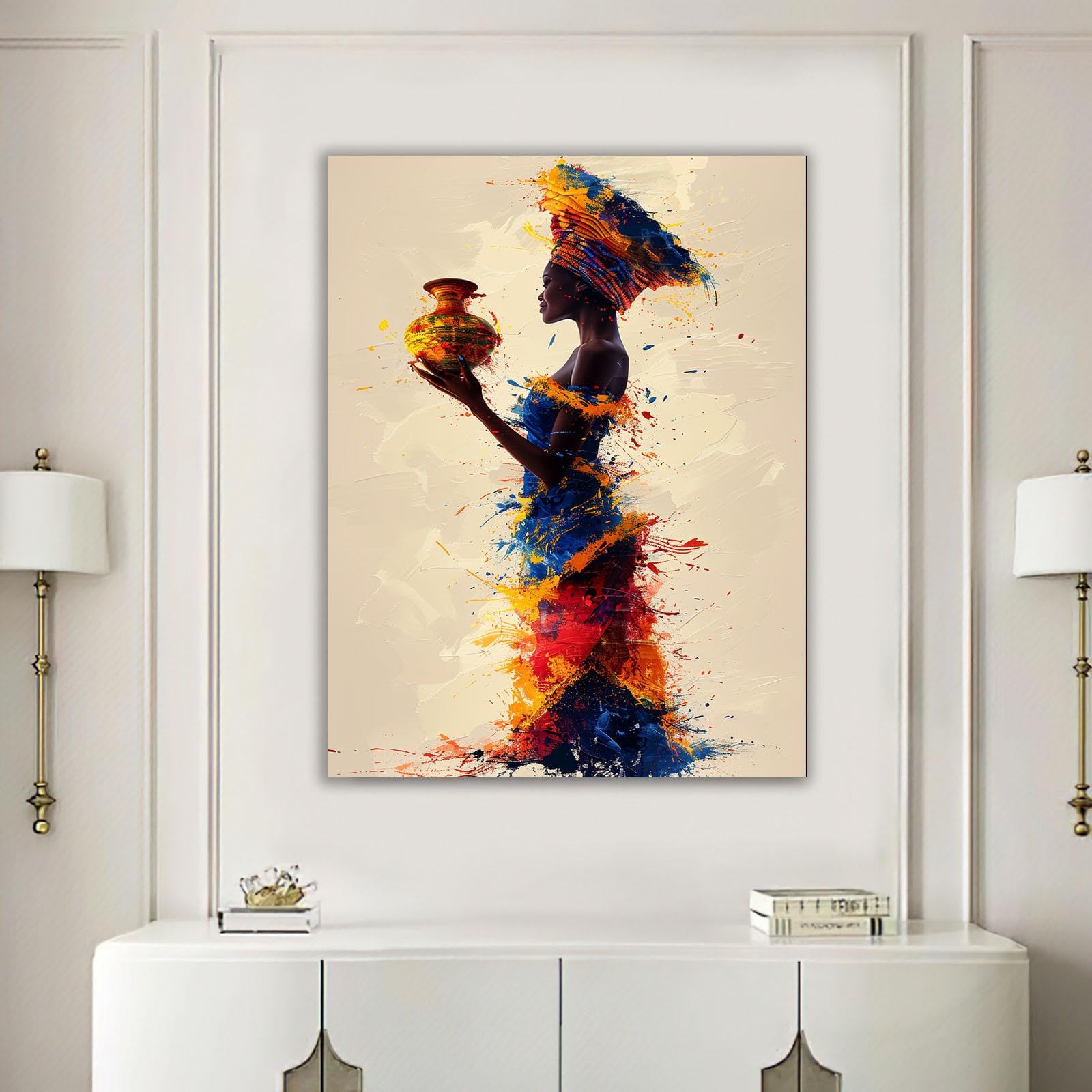 DECLINA Leinwandbild „Afrikanisch“ – 80 X 80 Cm, Schwarz-Weiß, Auf Keilrahmen