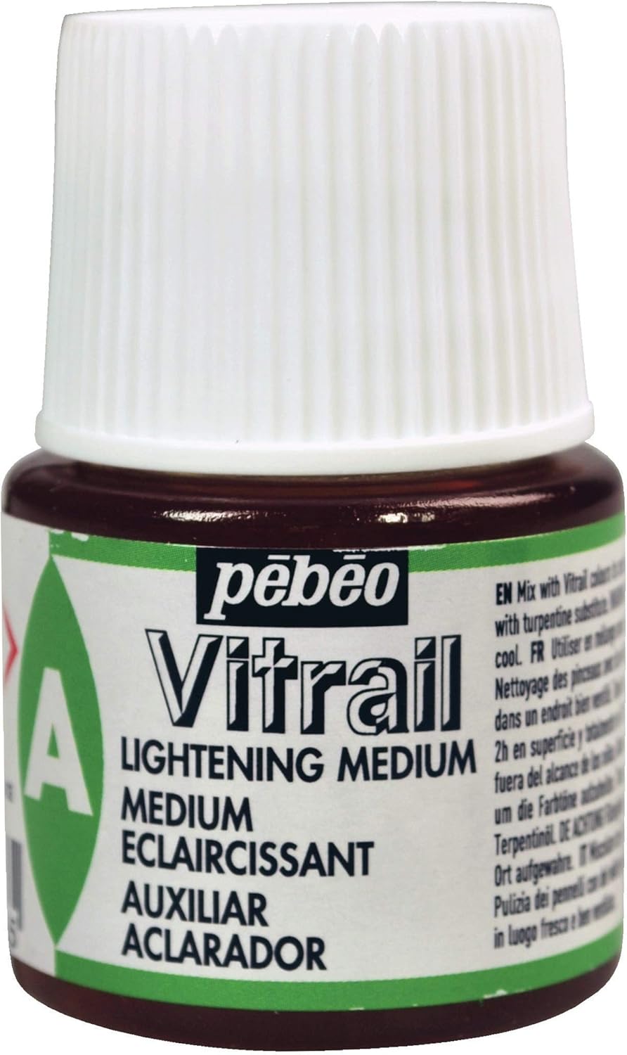 Pebeo Vitrail, Stained Glass Effect Paint Auxiliaries, 45 ml Bottle - Lightening Medium, 1.52 Fl Oz (Pack of 1)