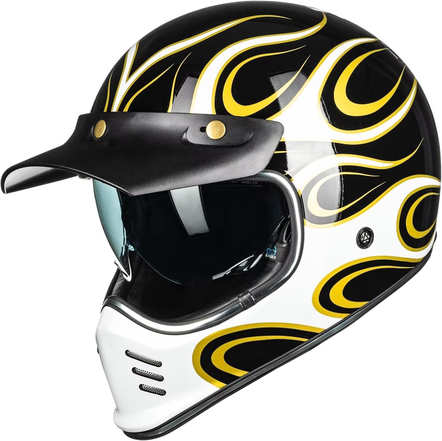 ILM Vintage Full Face Motorcycle Helmets for Adults Men Inner Visor Compatible for Moped ATV Cruiser Scooter DOT ECE ModelZ502(Fire Gold, XL)