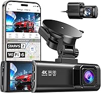 Vista 1 de REDTIGER Dash Cam 4K frontal y 1080P trasero, sensor STARVIS 2, WiFi de 5.8 GHz (20 MB/s), GPS, WDR y visión nocturna HDR, gran angular de 170°
