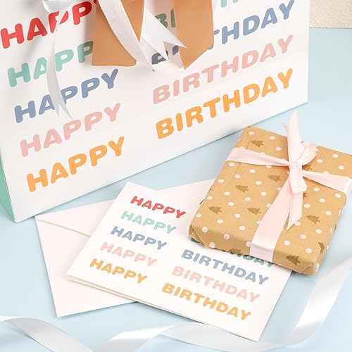 Miniatura 4 de Moretoes Paquete de 2 bolsas de regalo de cumpleaños a juego con papel de seda y tarjetas, bonitas bolsas de regalo de arcoíris para hombres y