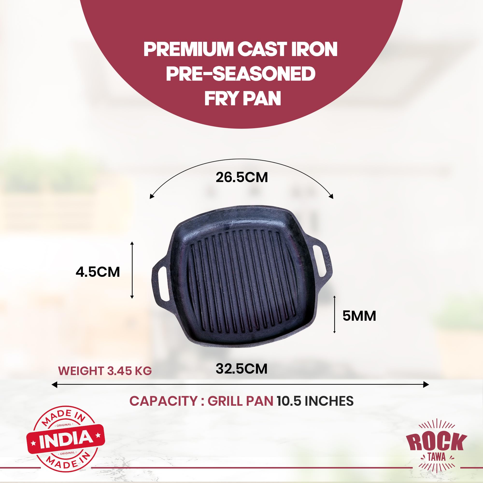 Rock Tawa Induction Base Cast Iron Tawa, 10.5 Inches, Black - Image 3 thumbnail
