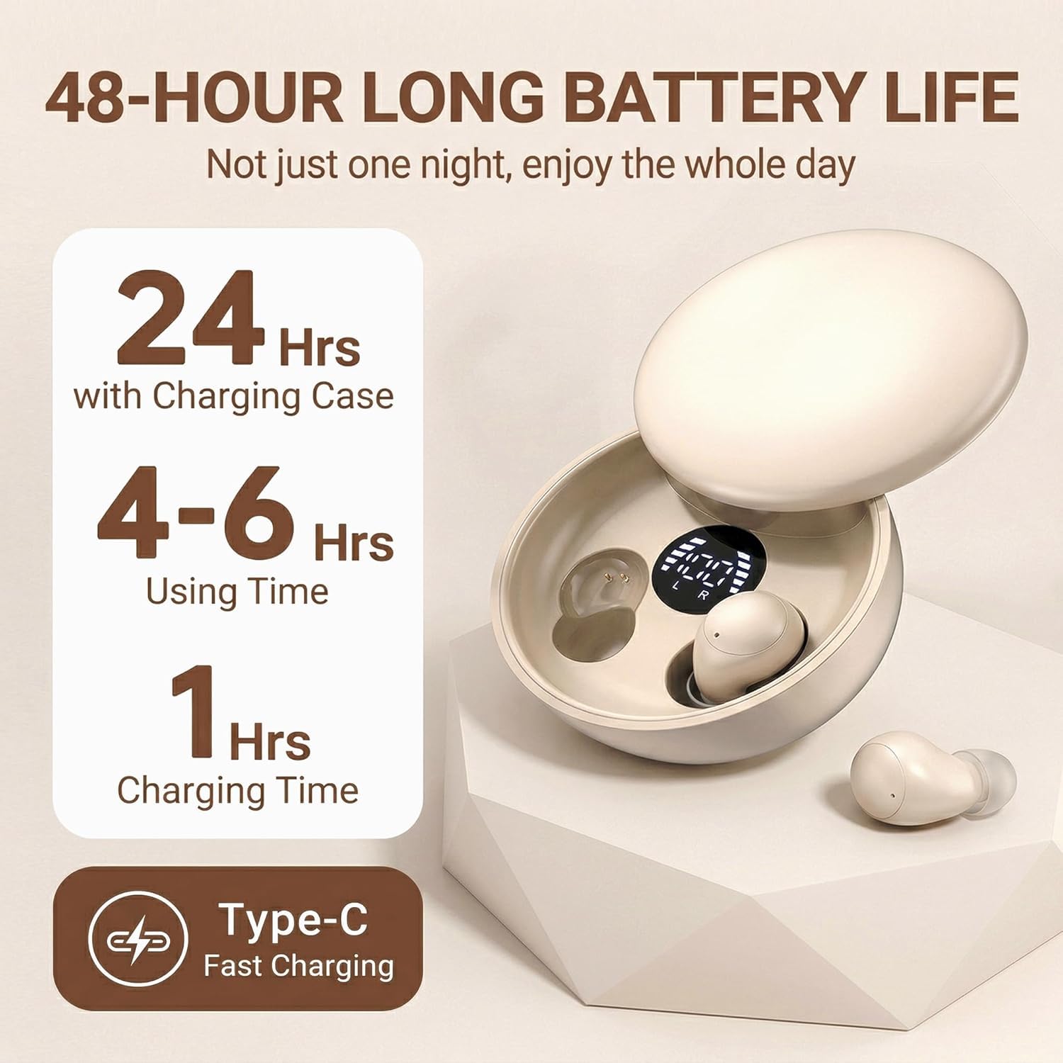 Auriculares invisibles para dormir, mini auriculares inalámbricos Bluetooth para dormir de lado, diseño ergonómico ultraligero, control táctil inteligente, emparejamiento automático, IPX5