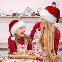 Vista 6 de Sombrero de Navidad para niños, sombrero de Papá Noel, cómodo, extra grueso, mantiene el calor, terciopelo rojo, unisex, sombrero de Navidad